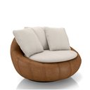Ver imagem 7 de Kit 2 Poltronas Giratória Sala de Estar com Almofadas Afrodite Off White Caramelo Manchado Linho/PU