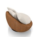 Ver imagem 6 de Kit 2 Poltronas Giratória Sala de Estar com Almofadas Afrodite Off White Caramelo Manchado Linho/PU