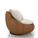 Ver mais imagens de Kit 2 Poltronas Giratória Sala de Estar com Almofadas Afrodite Off White Caramelo Manchado Linho/PU