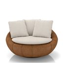 Ver imagem 5 de Kit 2 Poltronas Giratória Sala de Estar com Almofadas Afrodite Off White Caramelo Manchado Linho/PU