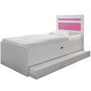 Ver imagem 1 de Cama Baú Larissa com Auxiliar e Colchões MDF MDP Branco Rosa Framar