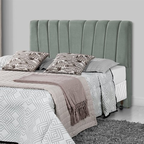 Cabeceira Estofada Americana Premium 160cm em Veludo Cinza