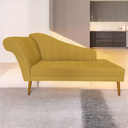 Ver imagem 2 de Recamier Divã Pés Palito para Sala Cecilia 1.60cm Veludo Mostarda - Incasa Decor