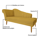Ver imagem 7 de Recamier Divã Pés Palito para Sala Cecilia 1.60cm Veludo Mostarda - Incasa Decor