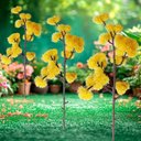 Ver imagem 2 de Kit 6 Plantas Artificiais Enfeite Mamona Amarela Jardim 70cm