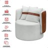 Kit 2 Poltrona Orgânica Maya Corino Nozes e Boucle Cru Redonda Decorativa - Arkell - 7