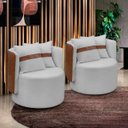Ver imagem 1 de Kit 2 Poltrona Orgânica Maya Corino Nozes e Boucle Cru Redonda Decorativa - Arkell