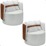 Kit 2 Poltrona Orgânica Maya Corino Nozes e Boucle Cru Redonda Decorativa - Arkell - 1