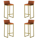 Ver imagem 1 de Kit 4 Banquetas Alta Dani Reforçada Decorativa Balcão Bancada Cozinha Base Dourada Courino Caramelo