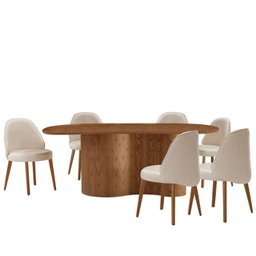 Mesa de Jantar 180cm X 80cm Madeira Tampo Laminado Orgânico com 6 Cadeiras Ester - 2