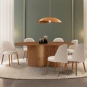 Ver imagem 1 de Mesa de Jantar 180cm x 80cm Madeira Tampo Laminado Orgânico com 6 Cadeiras Ester Marrom/Off White/Im