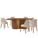Ver imagem 2 de Mesa de Jantar 180cm x 80cm Madeira Tampo Laminado Orgânico com 6 Cadeiras Ester Marrom/Off White/Im