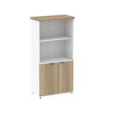 Ver imagem 3 de Armário Misto para Escritório 2 Portas com Prateleiras Linha PE40 Branco/Noce Marromle