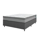 Ver imagem 1 de Cama Box Casal Colchão Molas Ensacadas Mirage 138x188x62cm Cinza/Branco Umaflex