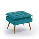 Ver imagem 4 de Kit Poltrona Namoradeira e 2 Poltronas Opala com Puff Lunar Suede Azul Turquesa Aradecor