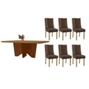 Ver imagem 1 de Conjunto: Mesa Sala Jantar Nevada C/ Tampo Madeirado Canto Curvo 180x90cm e 6 Cadeiras Tilia