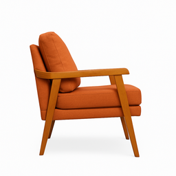 Poltrona Decorativa Mona Luxo Braço Nogueira:linho Terracota - 3
