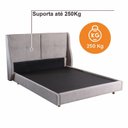 Ver imagem 4 de Cama Estofada Júpiter Queen com Estrutura Reforçada e Design Moderno Marrom/Cinza