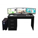 Ver imagem 5 de Mesa Gamer Escrivaninha DRX5000 3 Gavetas 178cm Preto