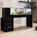 Ver imagem 1 de Mesa Gamer Escrivaninha DRX5000 3 Gavetas 178cm Preto