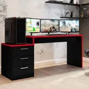 Ver imagem 1 de Mesa Gamer Escrivaninha DRX5000 3 Gavetas 178cm Preto