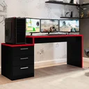 Ver imagem 2 de Mesa Gamer Escrivaninha DRX5000 3 Gavetas 178cm Preto
