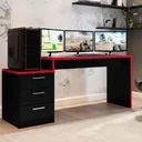 Ver imagem 2 de Mesa Gamer Escrivaninha DRX5000 3 Gavetas 178cm Preto