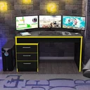 Ver imagem 5 de Mesa Gamer Escrivaninha DRX5000 3 Gavetas 178cm Espresso Móveis Preto Tx E Amarelo Tx