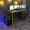 Ver imagem 6 de Mesa Gamer Escrivaninha DRX5000 3 Gavetas 178cm Espresso Móveis Preto Tx E Amarelo Tx