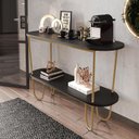 Ver imagem 3 de Aparador Requinte Pés de Aço Tubular 120 cm Preto/Dourado