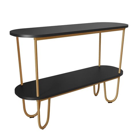 Aparador Requinte Pés de Aço Tubular 120 cm Preto/Dourado