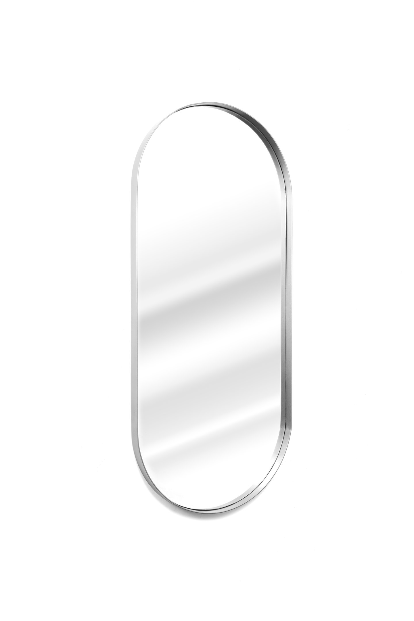 Espelho Grande Corpo Inteiro Parede Oval com Moldura em Metal 150 X 50 Cm - Prata - 5
