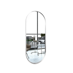 Espelho Grande Oval com Moldura em Metal Corpo Inteiro 150 X 50 Cm Prata - 4