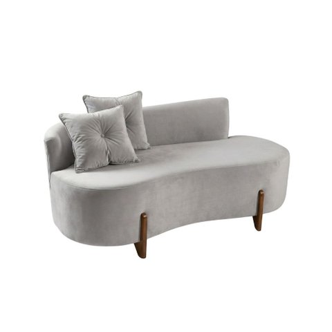 Sofá Orgânico 2 Lugares com 2 Almofadas Curvo Sala Recepção Veludo Cinza Claro - Montanaris Decor