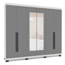 Ver imagem 2 de Roupeiro Casal Valência 6 Portas com Espelho 242x214cm Branco/Cinza 240852