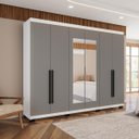 Ver imagem 1 de Roupeiro Casal Valência 6 Portas com Espelho 242x214cm Branco/Cinza 240852