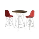 Ver imagem 1 de Jogo Mesa Bistrô Eames Tampo Amêndoa 60Cm 2 Banquetas Vermelha Base Ferro Branco - Cor: Amendoa