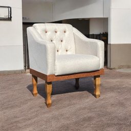 Kit 02 Poltronas Decorativa Grécia no Linho - Dritex Decor:linho Bege - 2