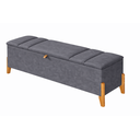 Ver imagem 1 de Recamier Calçadeira Baú para Quarto Pés em Madeira Luxo Decorativo Estofado Casal Queen 160 Cm Cinza