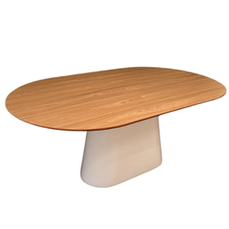 Mesa de Jantar Cone Zoe 140x90cm Base Laca Branca Tampo Freijó - 1