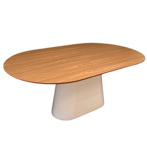 Mesa de Jantar Cone Zoe 140x90cm Base Laca Branca Tampo Freijó