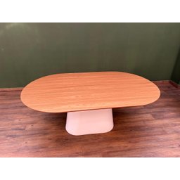 Mesa de Jantar Cone Zoe 140x90cm Base Laca Branca Tampo Freijó - 5