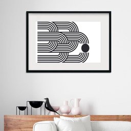 Quadro Moderno Abstrato Labirinto - 60x48cm:madeira Preta - 1