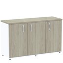 Ver imagem 1 de Armário Baixo Credenza PE25 Pandin 121,50 cm (largura) em MDP Cor Nogueira CasaBlanca e Branco com