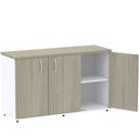 Ver imagem 2 de Armário Baixo Credenza PE25 Pandin 121,50 cm (largura) em MDP Cor Nogueira CasaBlanca e Branco com