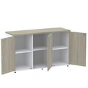 Ver imagem 4 de Armário Baixo Credenza PE25 Pandin 121,50 cm (largura) em MDP Cor Nogueira CasaBlanca e Branco com