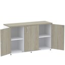 Ver imagem 3 de Armário Baixo Credenza PE25 Pandin 121,50 cm (largura) em MDP Cor Nogueira CasaBlanca e Branco com