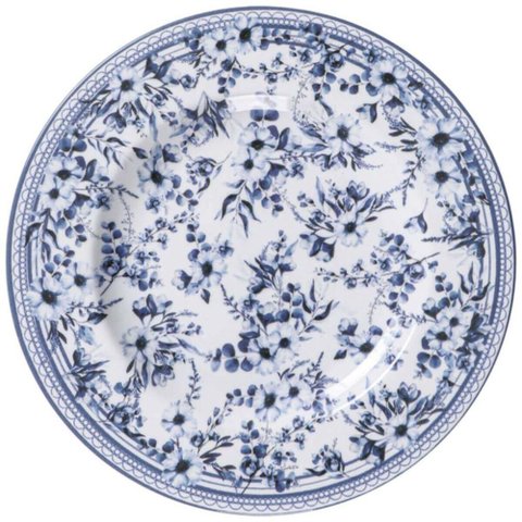 Jogo 12 Pratos Sobremesa 21cm Tramontina Azzura em Porcelana Confeitaria Cafeteria Mesa Posta