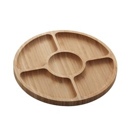 Petisqueira de Bambu com 5 Divisórias 30cm Redonda - 1