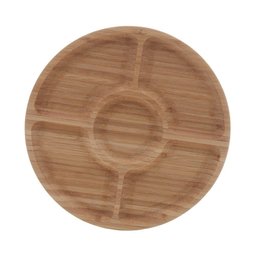 Petisqueira de Bambu com 5 Divisórias 30cm Redonda - 3